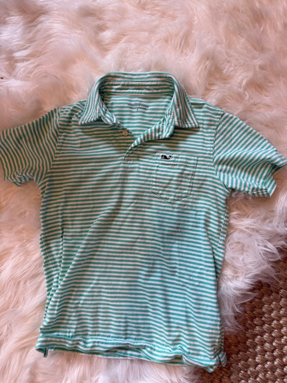 Vineyard Vines Mint Green and White Striped Polo